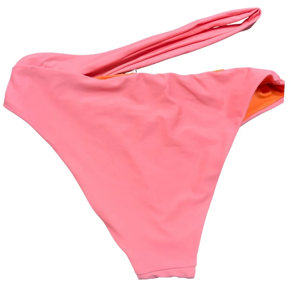 Ramy Brook Hope Bikini Bottom High Cut One Shoulder Strap Elora Coral Medium NWT